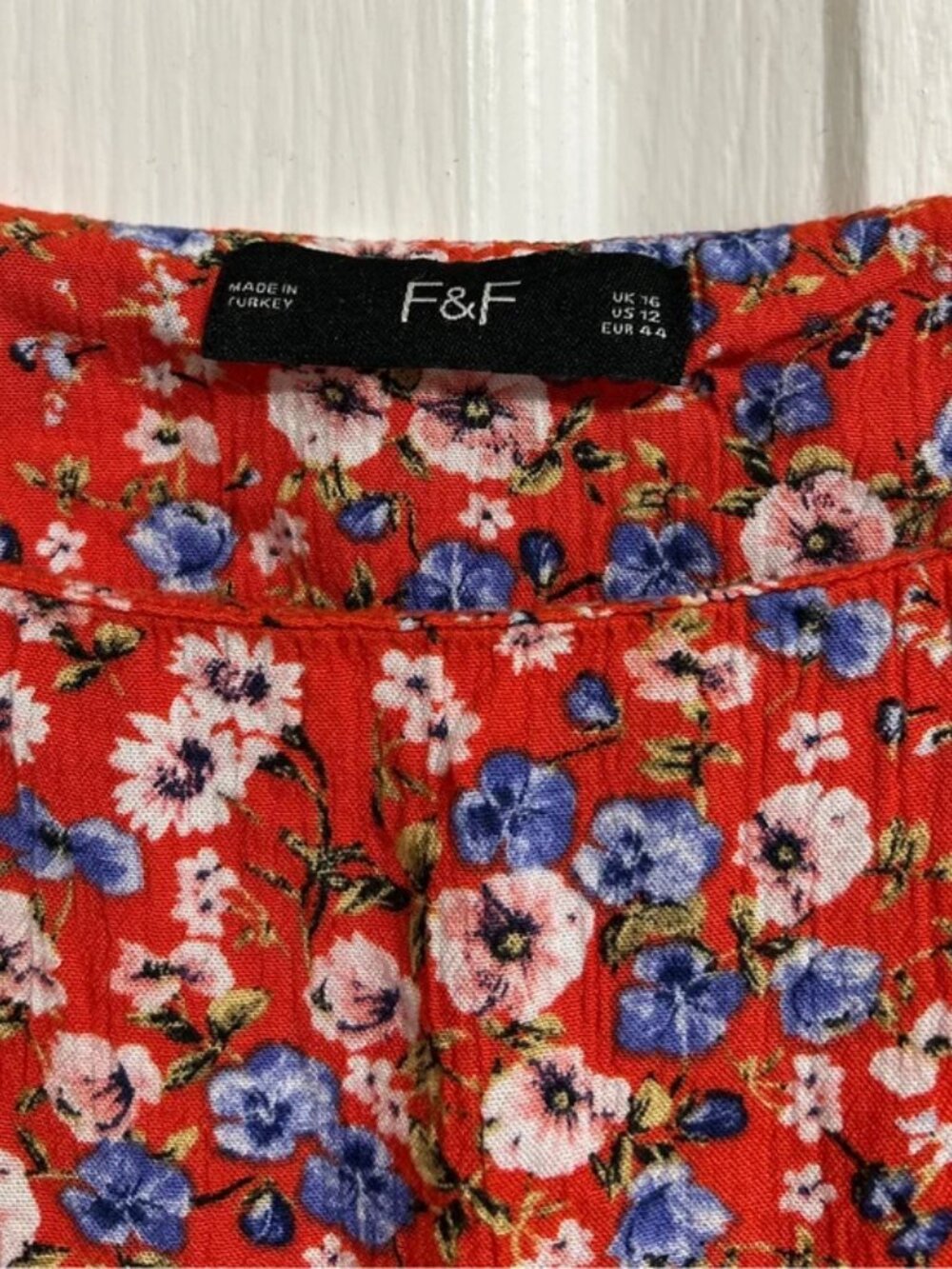 F&F Red Ditsy Floral Square Neck Blouse - Picture 5 of 5